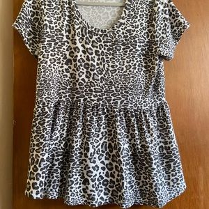 leopard print baby doll top